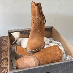 Dingo Brown Suede Studded Ankle Boots